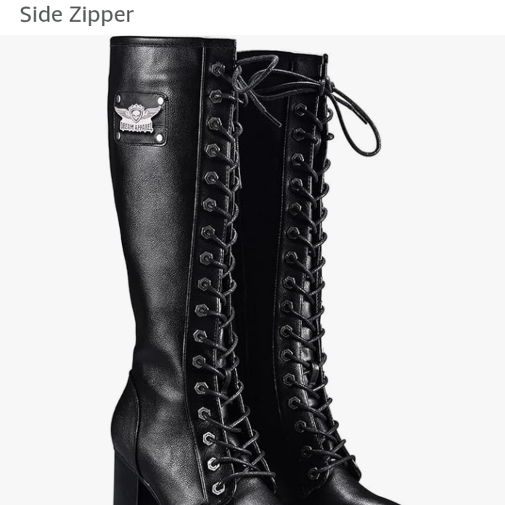 COPY - Black Lace-Up Knee-High Boots